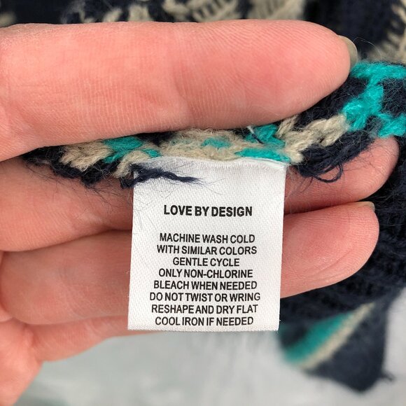 Love by Design open front cardigan sweater Blue southwest pattern southwestern L - Picture 7 of 8